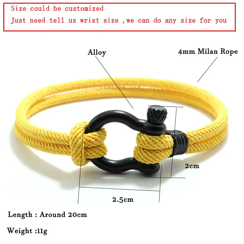 Fashion Milan Rope Bracelet Stainless Steel Horseshoe Buckle