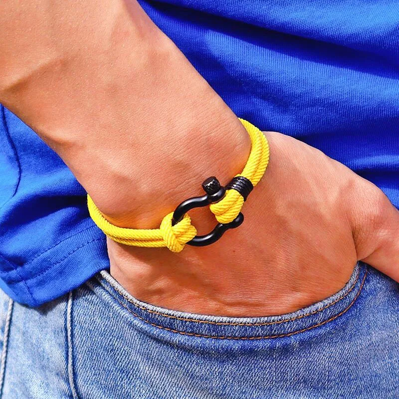 Fashion Milan Rope Bracelet Stainless Steel Horseshoe Buckle