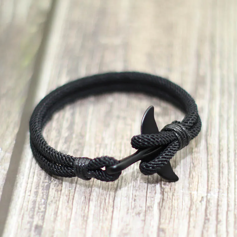 Marine Bracelet with Steel Whale Dolphin Tail Hook Clasp