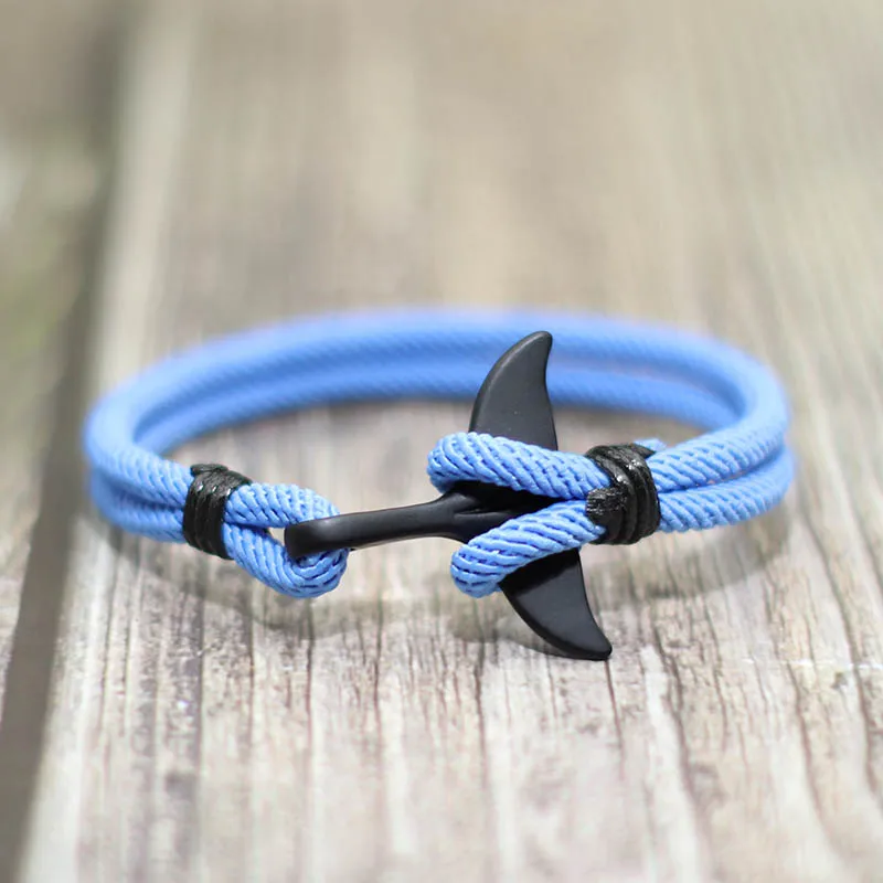 Marine Bracelet with Steel Whale Dolphin Tail Hook Clasp
