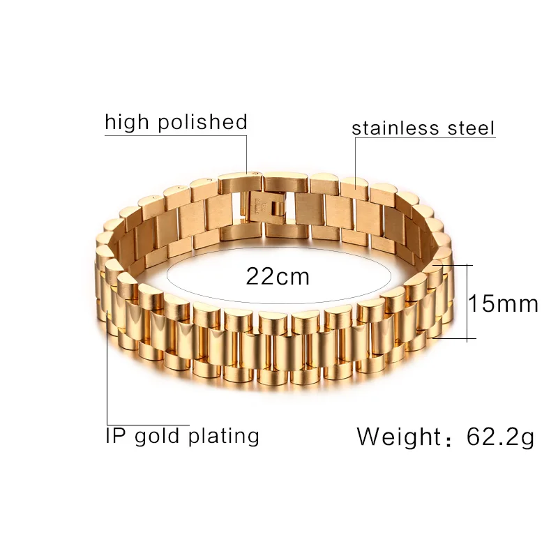 Gold/Silver Color Link Stainless Steel Chunky Chain Bracelet