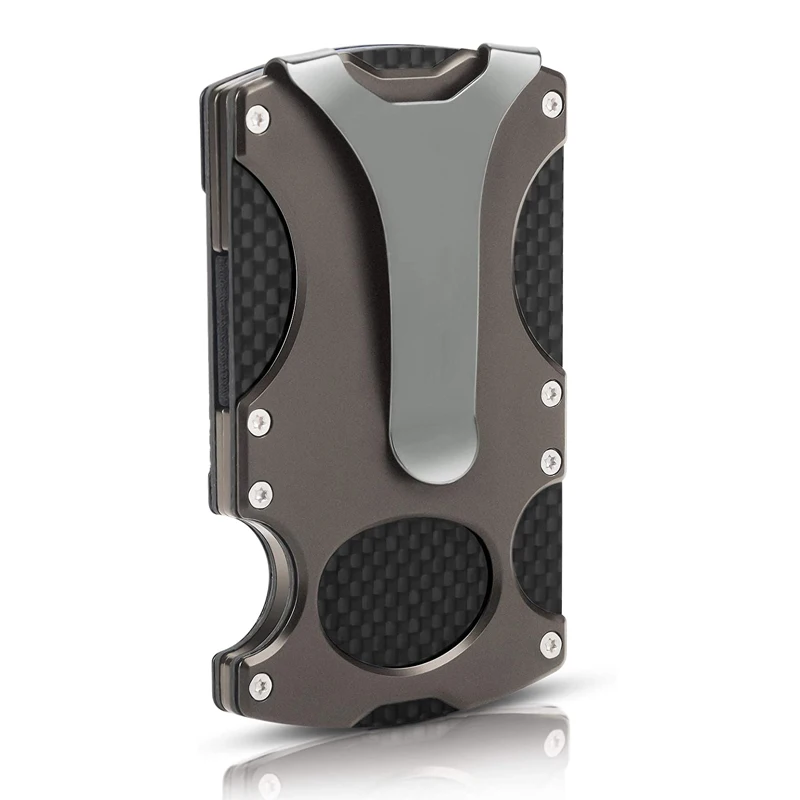 RFID Blocking Credit Card Holder Money Clip Carbon Fiber Wallet