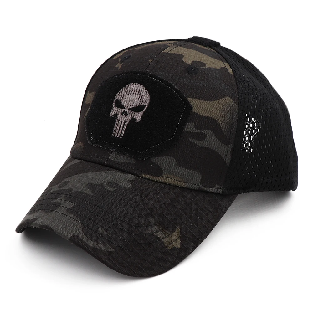 Camo Punisher Tactical Style Cotton Trucker Baseball Cap