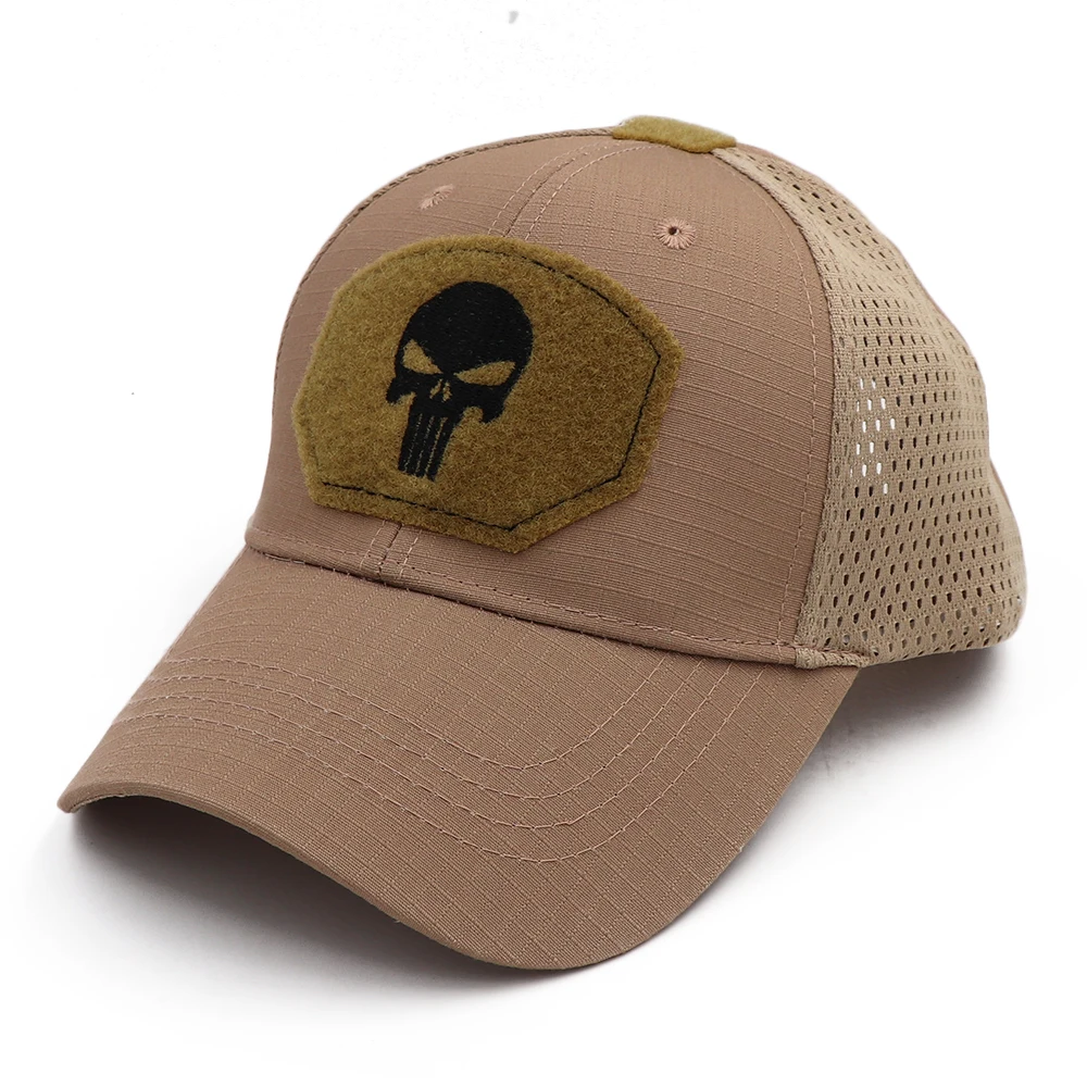 Camo Punisher Tactical Style Cotton Trucker Baseball Cap