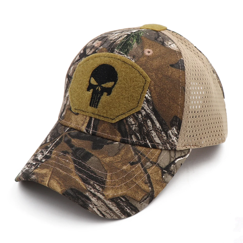 Camo Punisher Tactical Style Cotton Trucker Baseball Cap