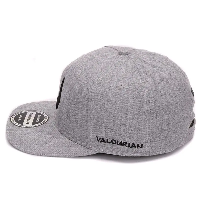 Grey Wool Snapback 3D Pierced Embroidery Hip Hop Hat