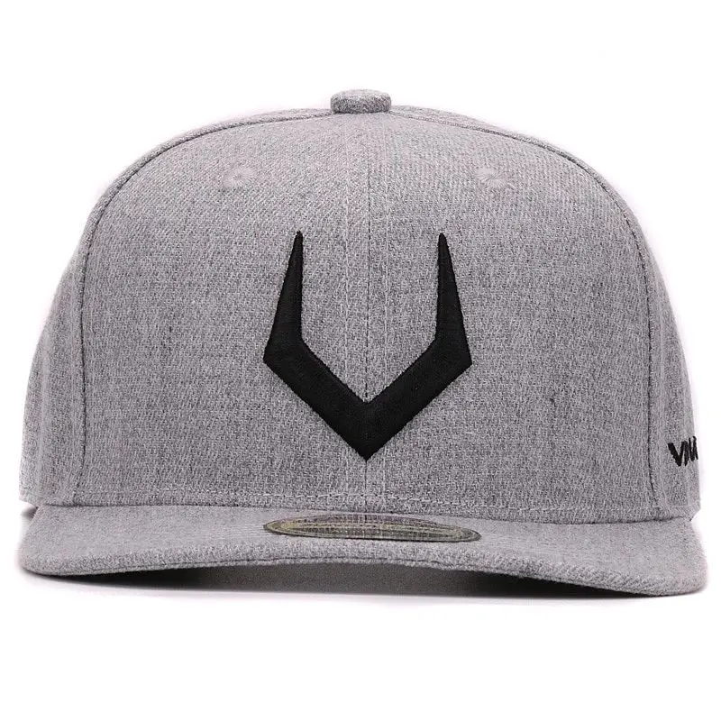 Grey Wool Snapback 3D Pierced Embroidery Hip Hop Hat