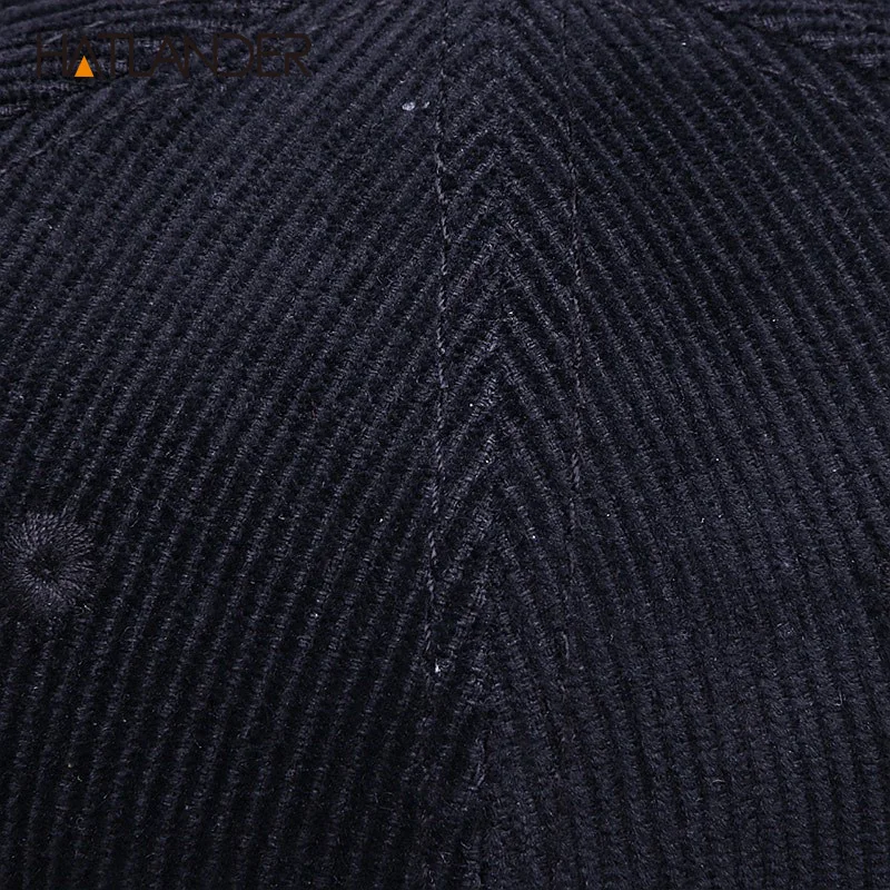 Black Corduroy Baseball Cap Original Snapback Cap