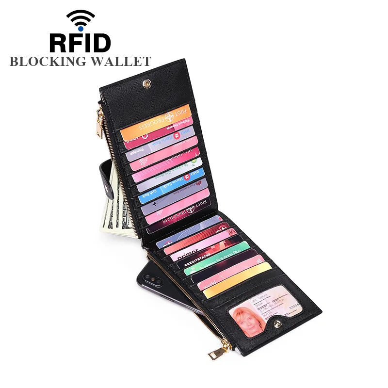 Womens Wallet RFID Blocking Bifold Multi Card Case