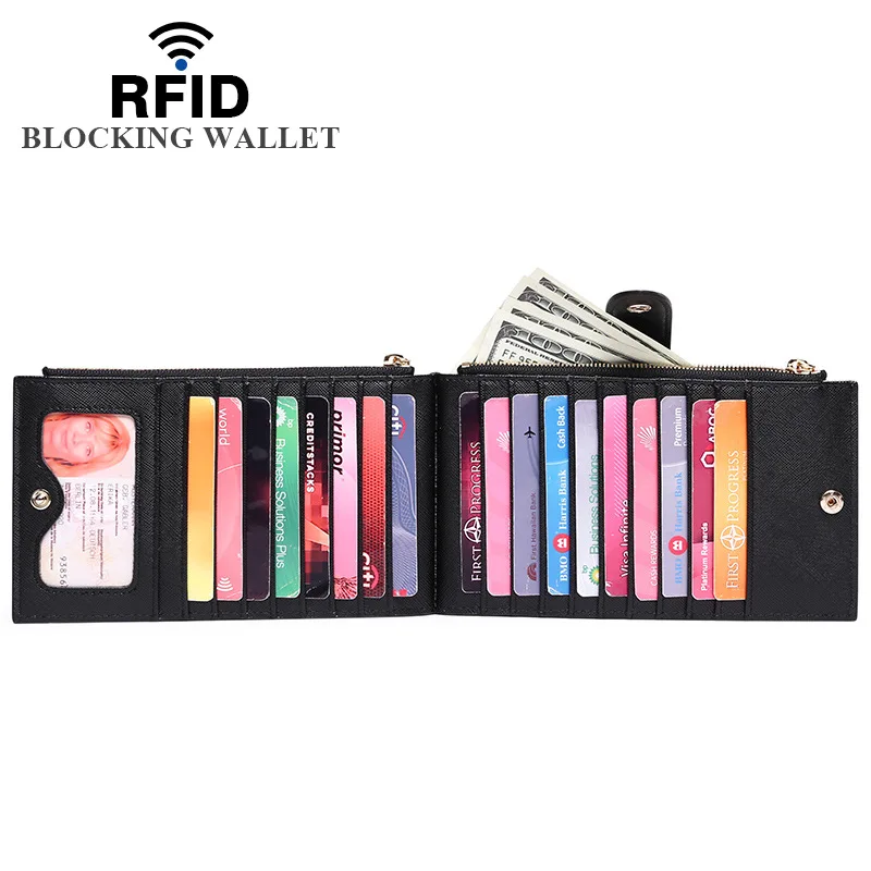 Womens Wallet RFID Blocking Bifold Multi Card Case