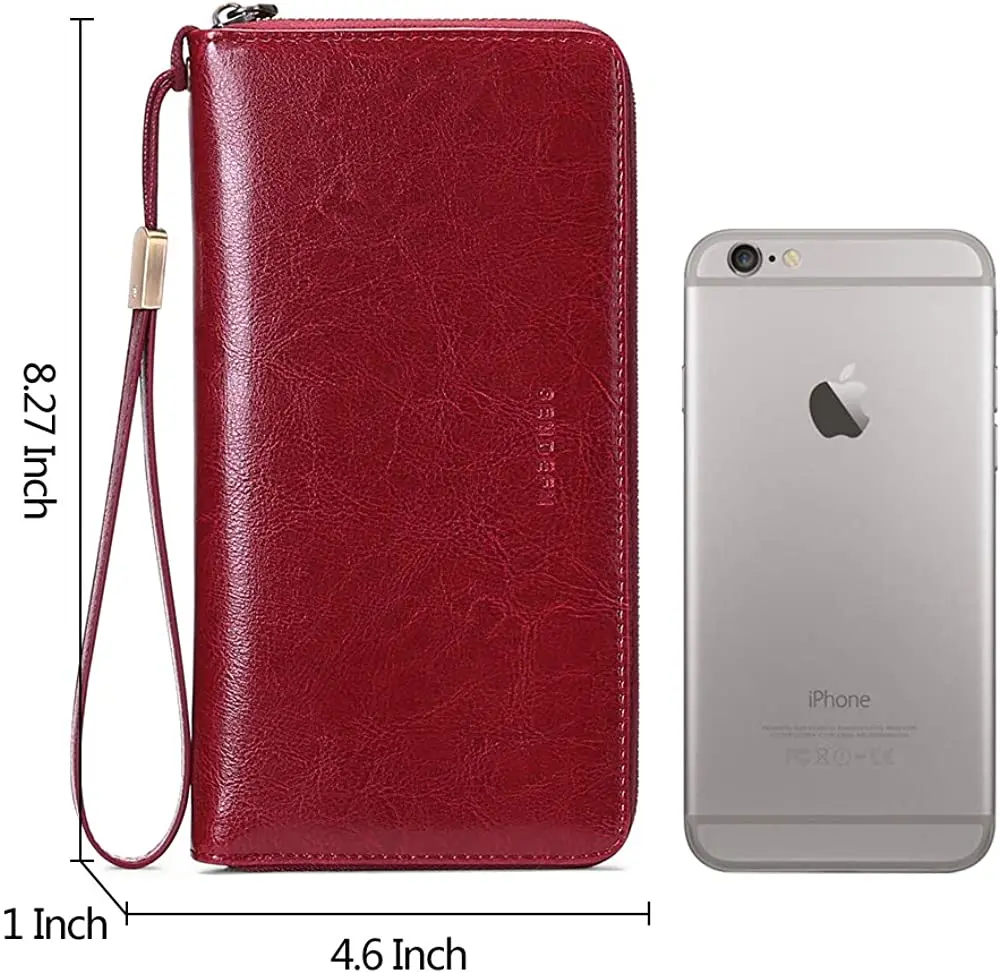 Womens Anti-theft Blocking Wallet Bifold Long Zipper Purse