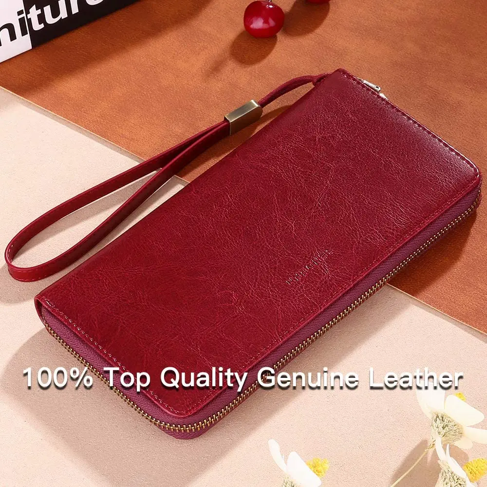 Womens Anti-theft Blocking Wallet Bifold Long Zipper Purse