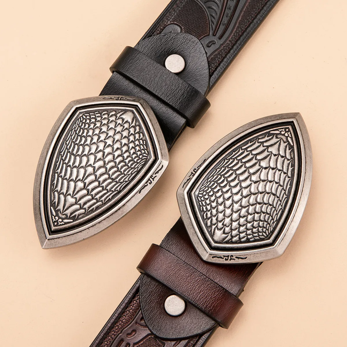 Pin Buckle Vintage DENIM Genuine Leather Belt