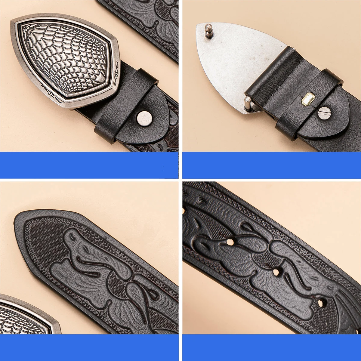 Pin Buckle Vintage DENIM Genuine Leather Belt