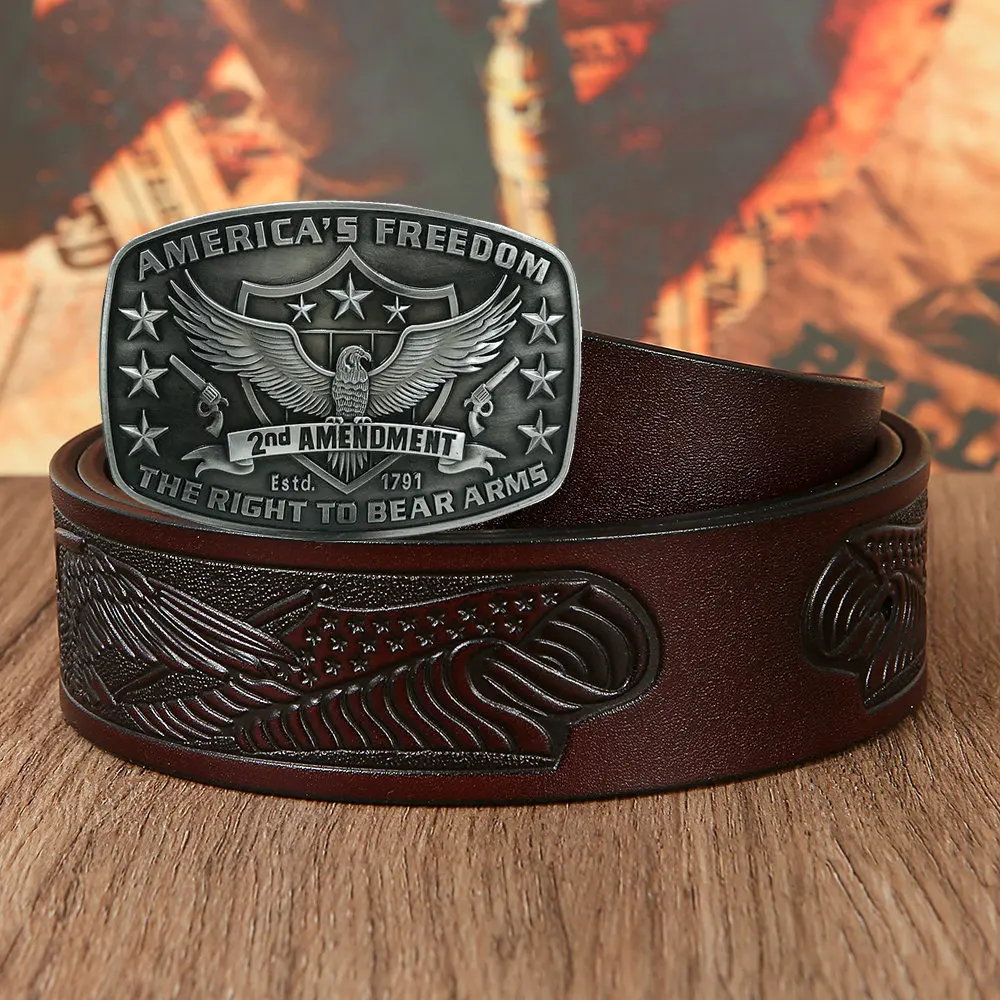 Western Belt Buckle Second Amendment
