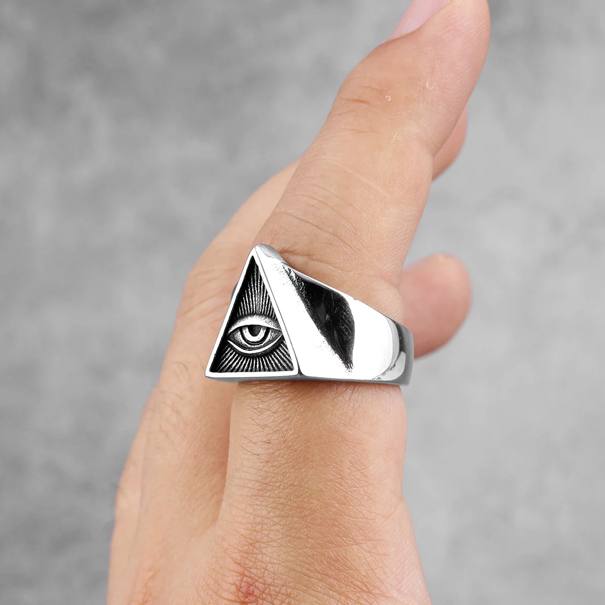 Masonic Freemason Triangle Stainless Biker Ring