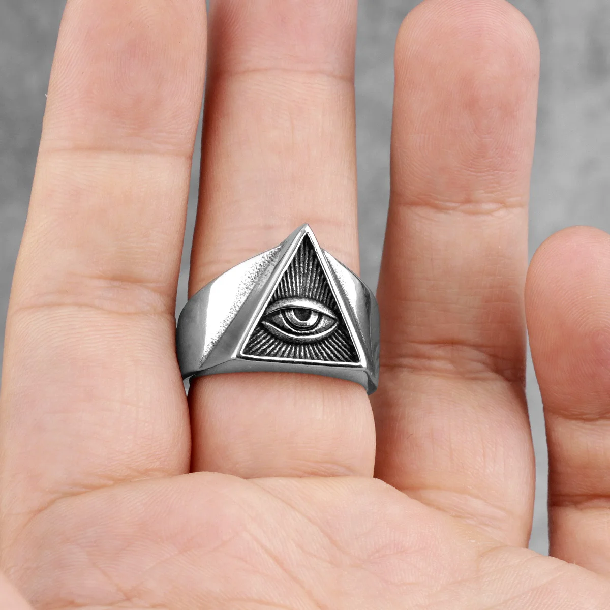 Masonic Freemason Triangle Stainless Biker Ring