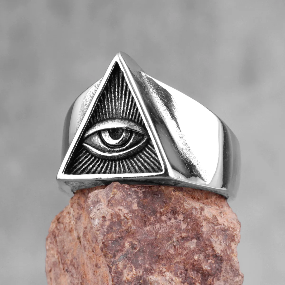 Masonic Freemason Triangle Stainless Biker Ring