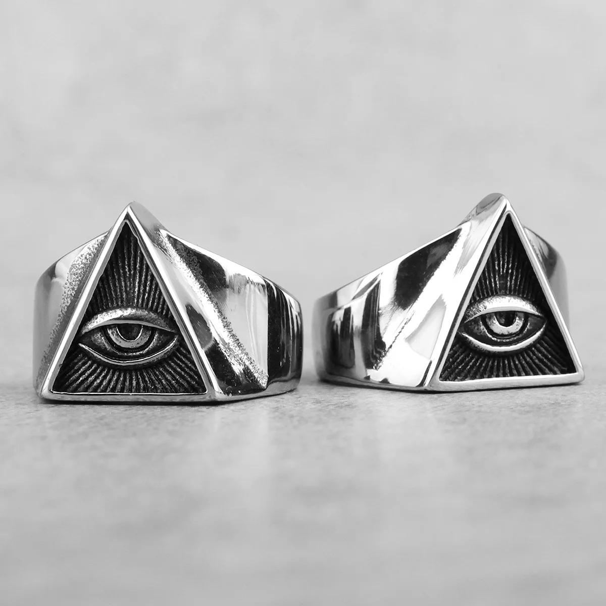 Masonic Freemason Triangle Stainless Biker Ring
