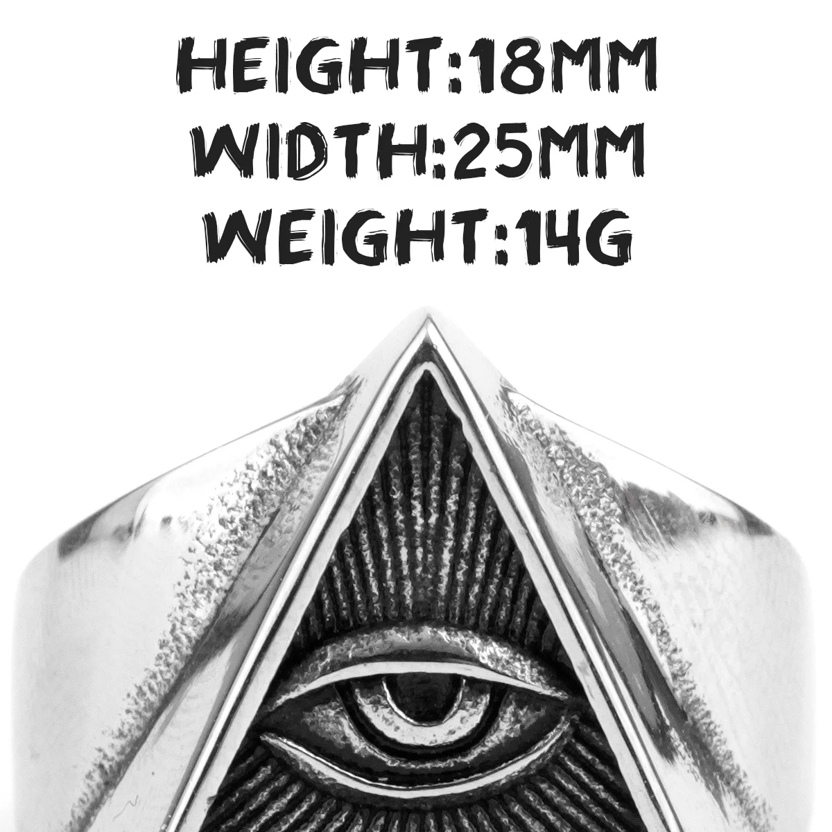 Masonic Freemason Triangle Stainless Biker Ring