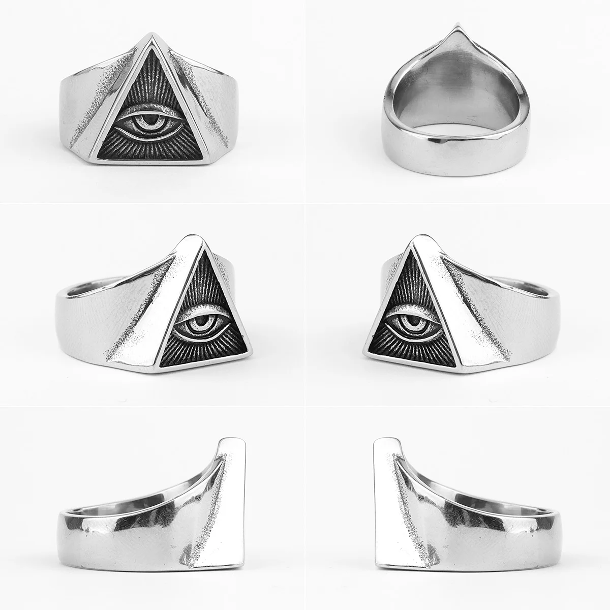 Masonic Freemason Triangle Stainless Biker Ring