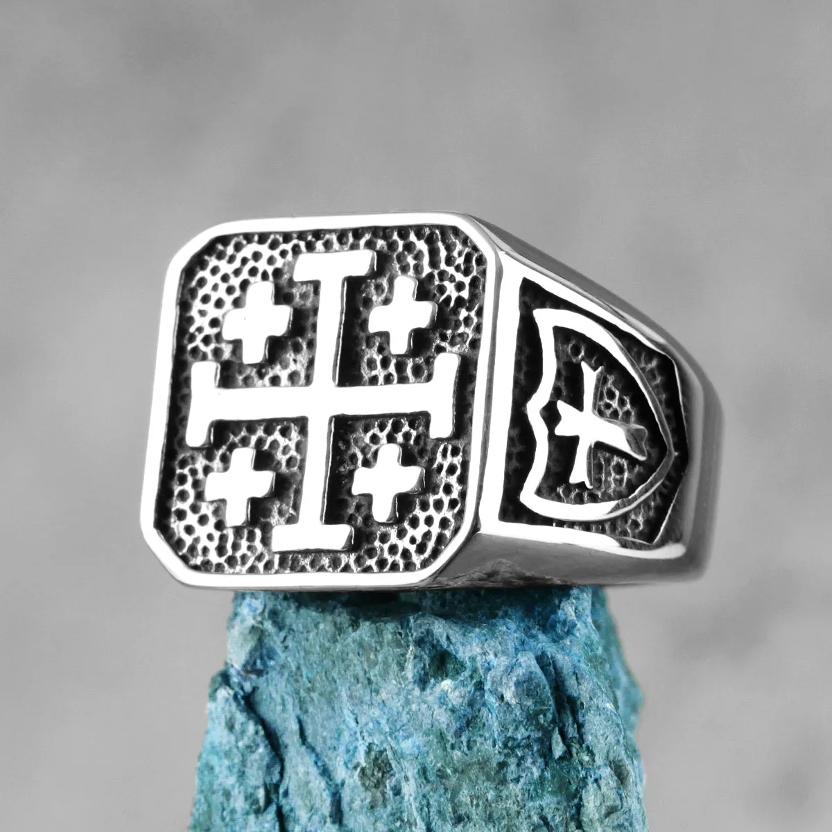 Jerusalem Cross Stainless Steel Rings Retro Style