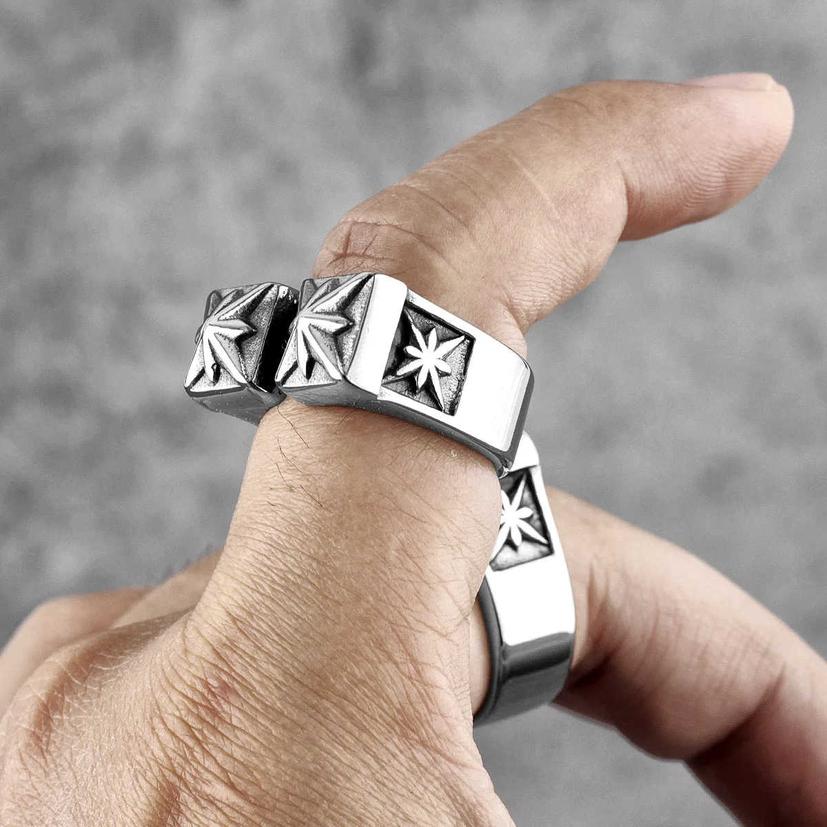 Vintage Gothic Stainless Steel Mens Open Ring