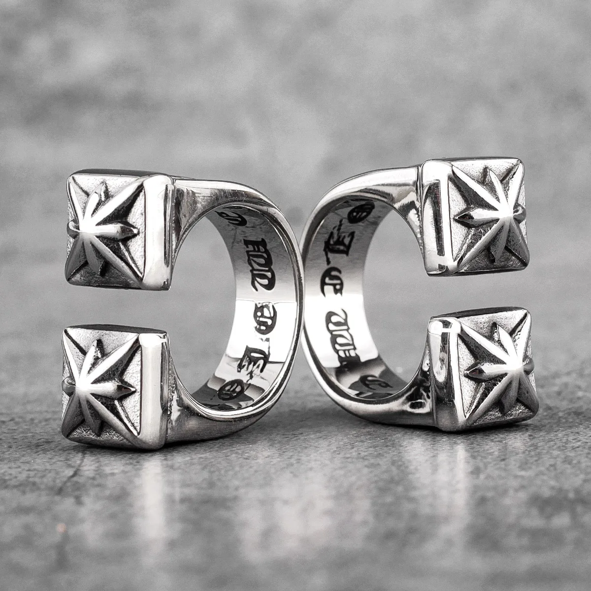 Vintage Gothic Stainless Steel Mens Open Ring