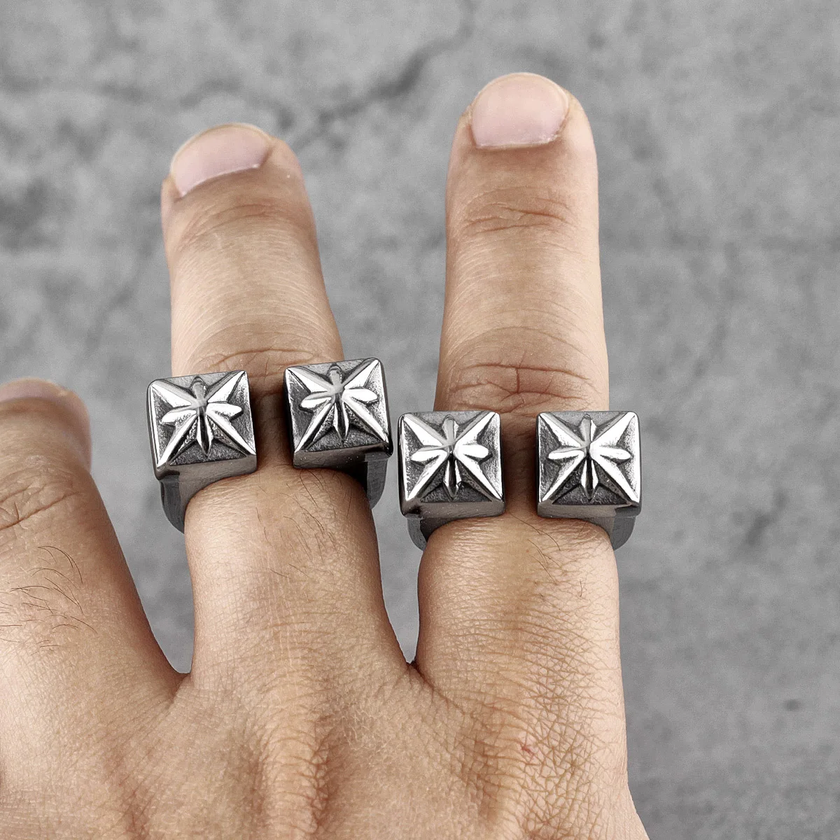 Vintage Gothic Stainless Steel Mens Open Ring
