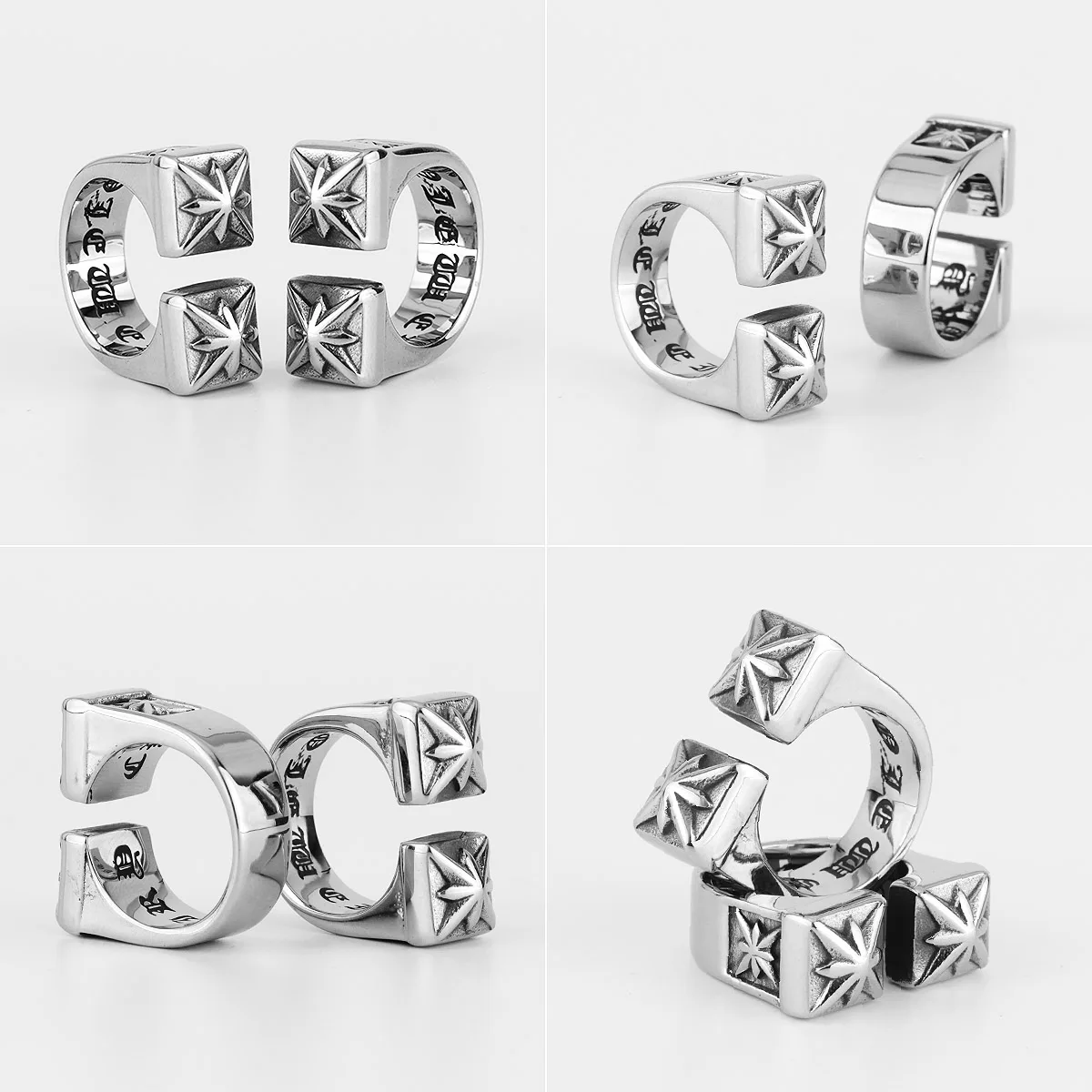 Vintage Gothic Stainless Steel Mens Open Ring