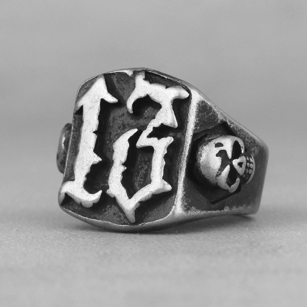 Skull Lucky Number 13 Biker Ring for Men
