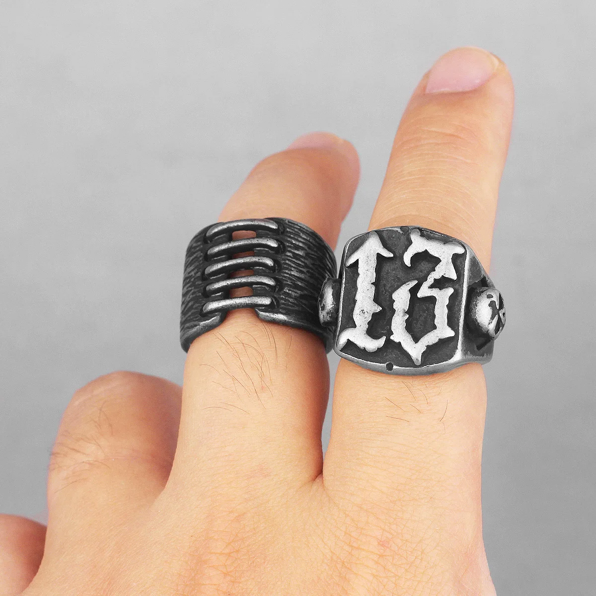 Skull Lucky Number 13 Biker Ring for Men