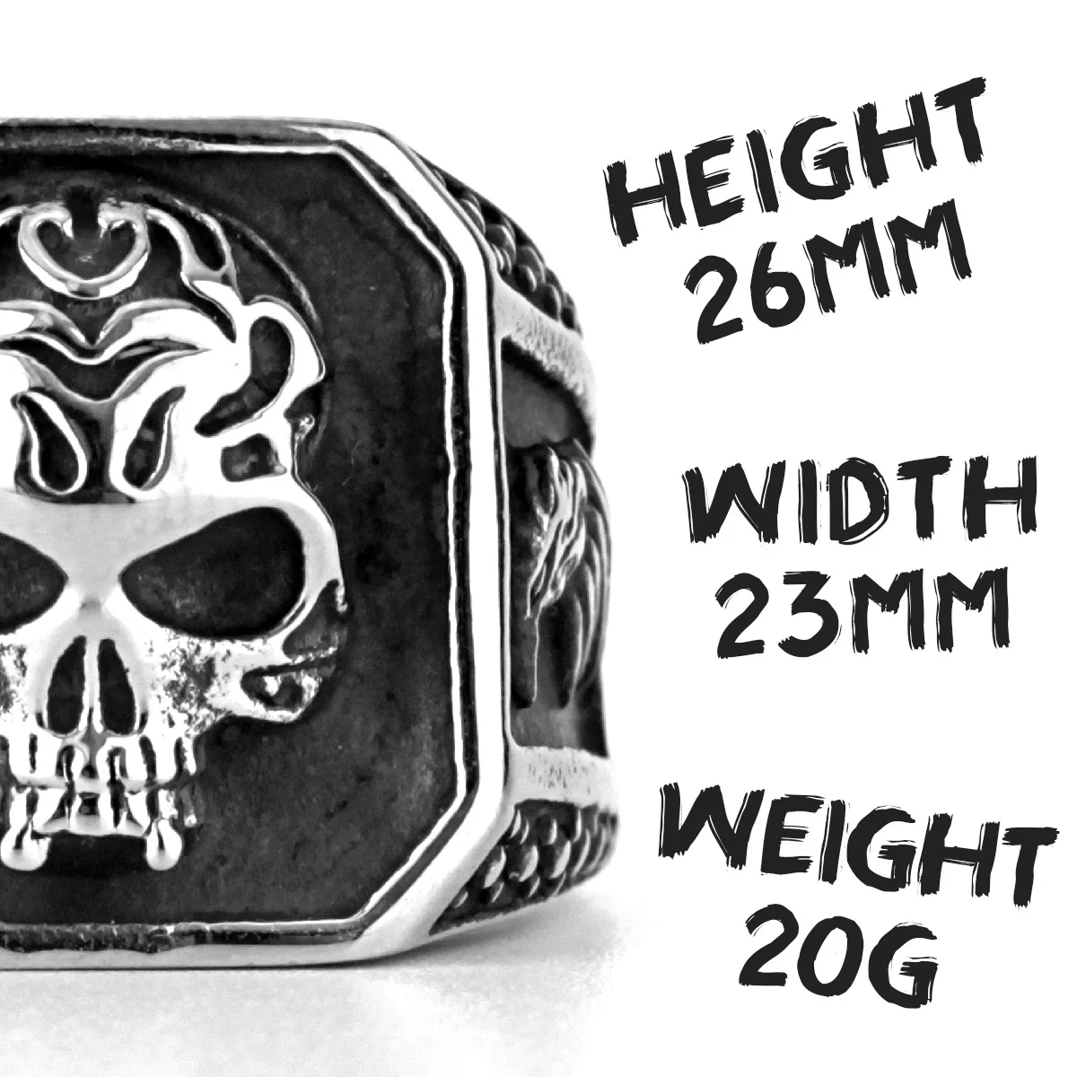 Stainless Steel Antique Style Gothic Skull Eagle Ring