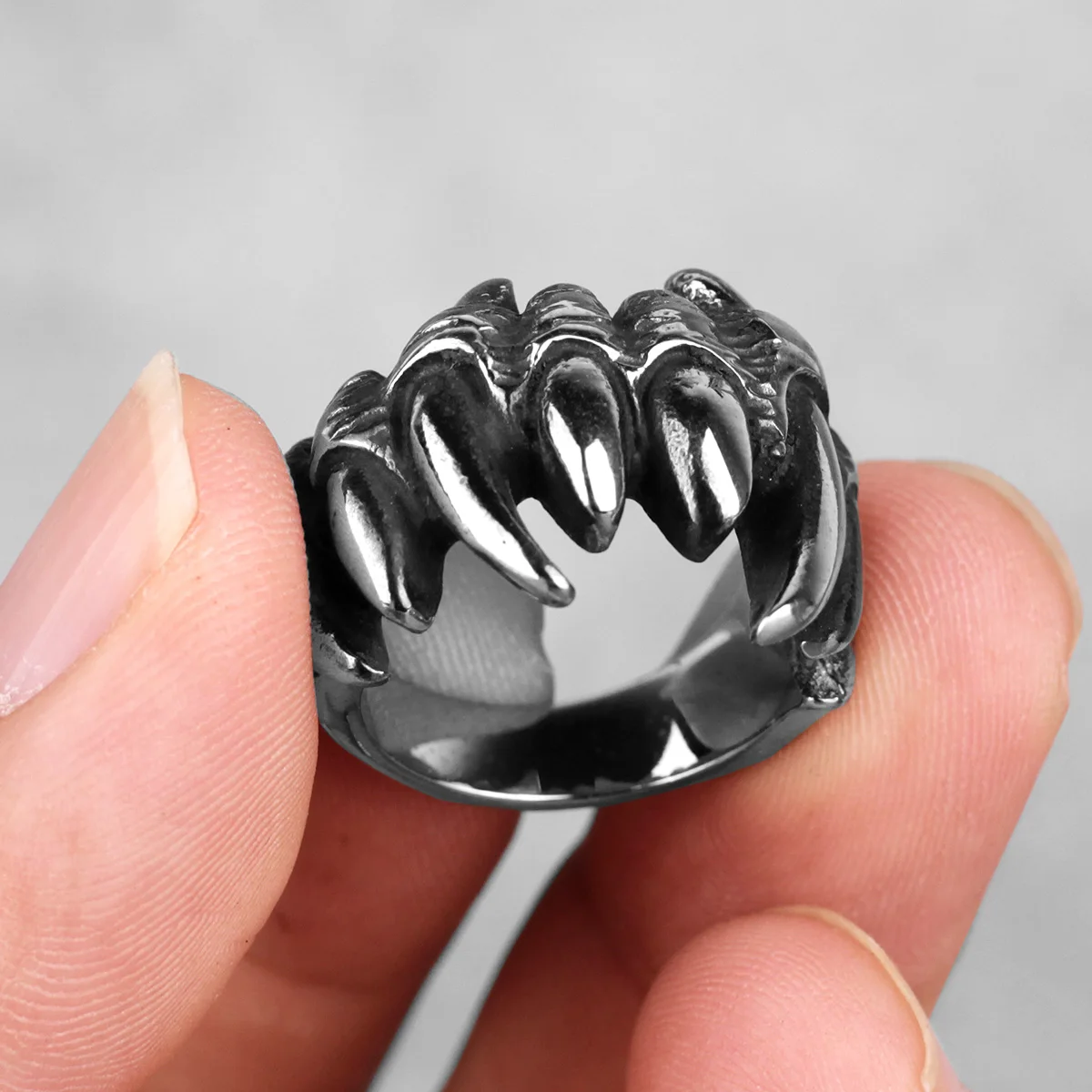 Stainless Steel Beast Monster Teeth Ring
