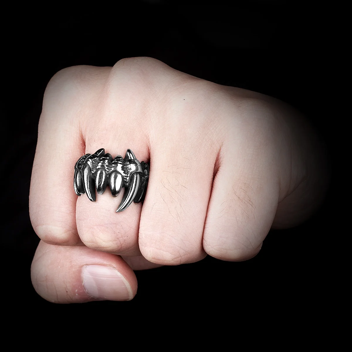 Stainless Steel Beast Monster Teeth Ring
