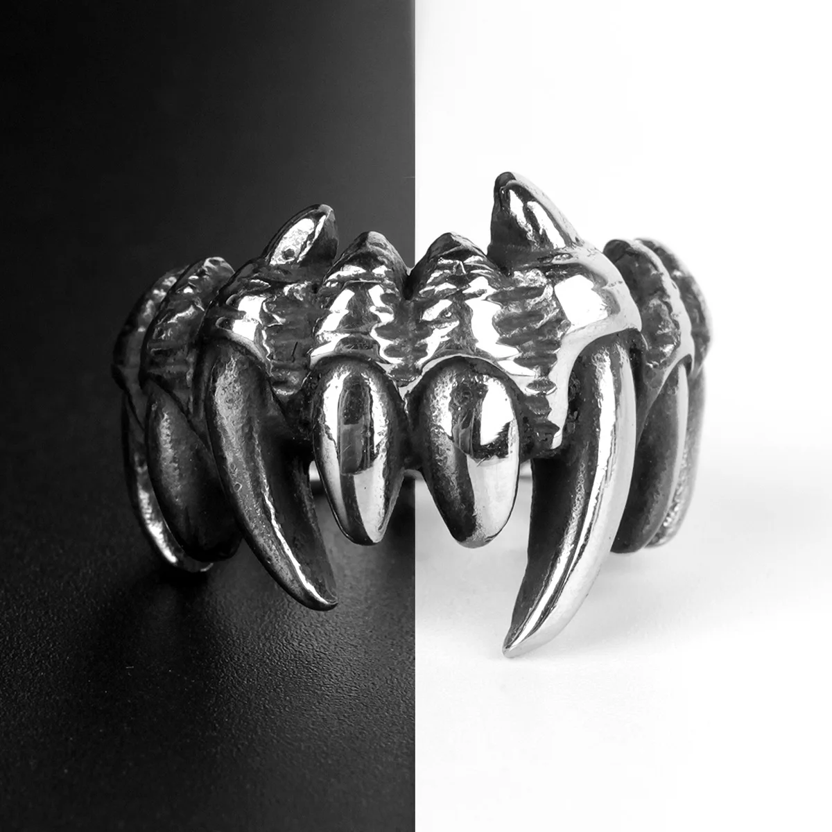 Stainless Steel Beast Monster Teeth Ring