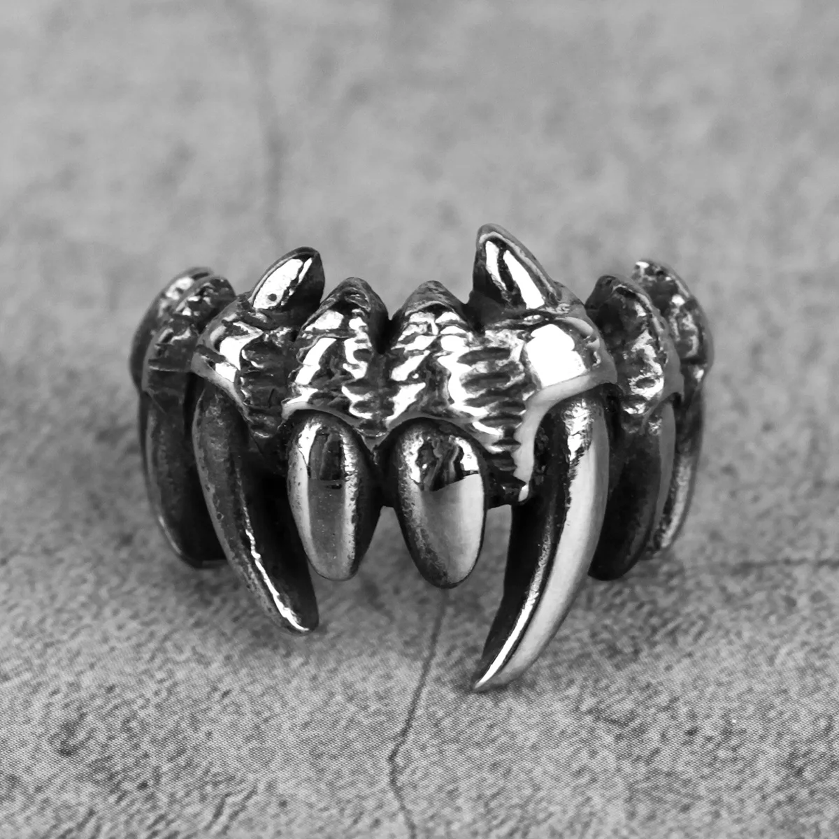 Stainless Steel Beast Monster Teeth Ring