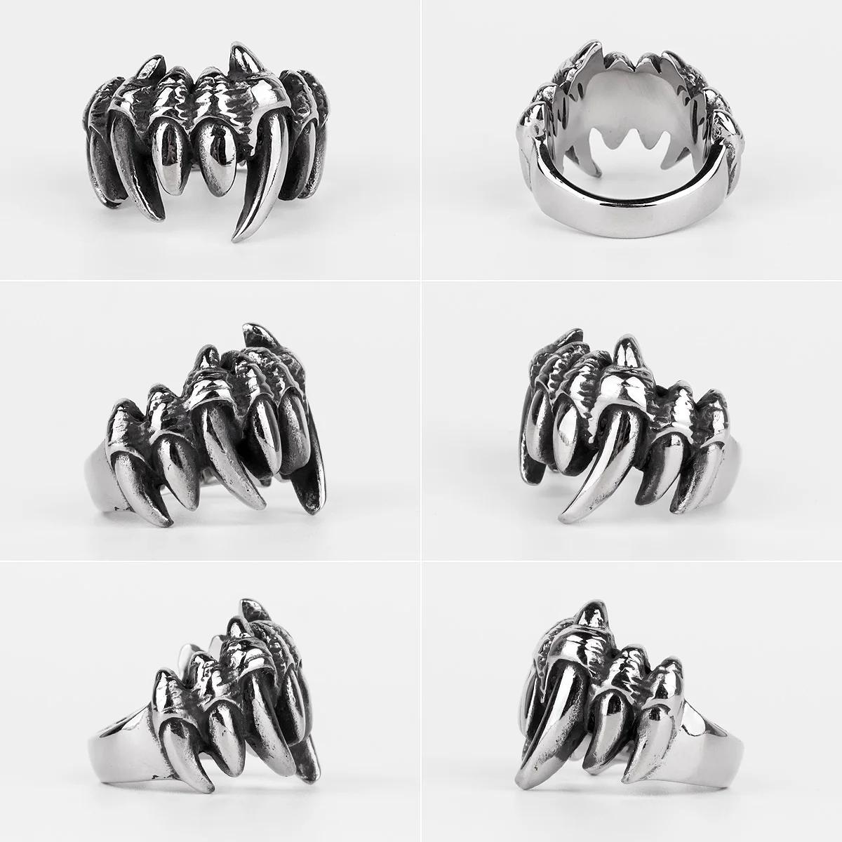 Stainless Steel Beast Monster Teeth Ring