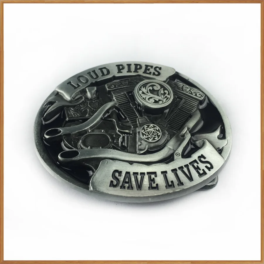 Zinc Alloy LOUD PIPES motor engine Belt Buckle