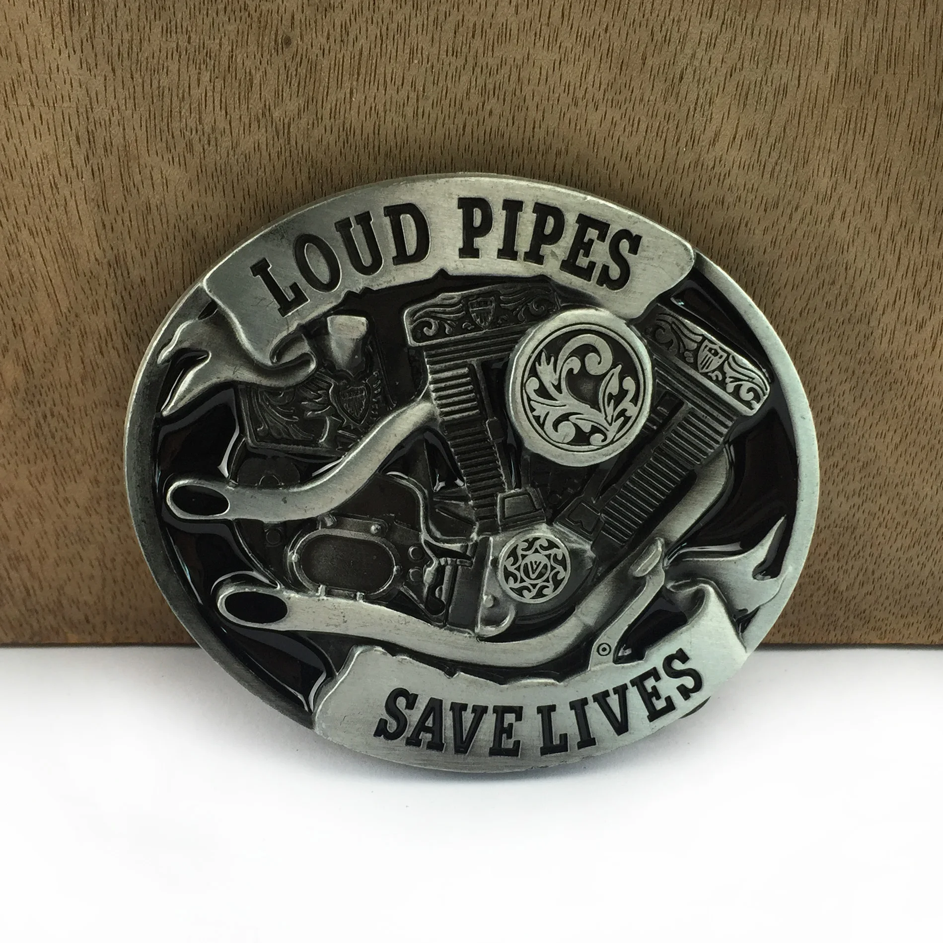 Zinc Alloy LOUD PIPES motor engine Belt Buckle