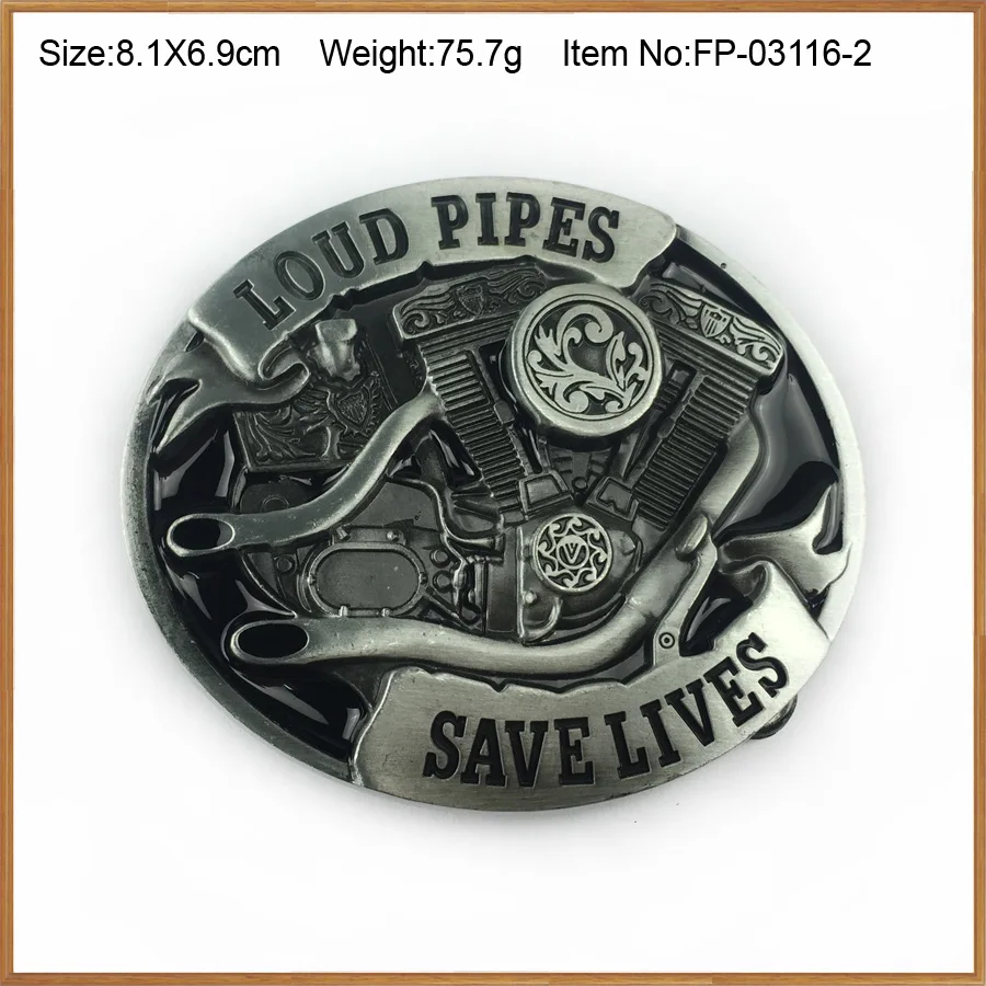 Zinc Alloy LOUD PIPES motor engine Belt Buckle