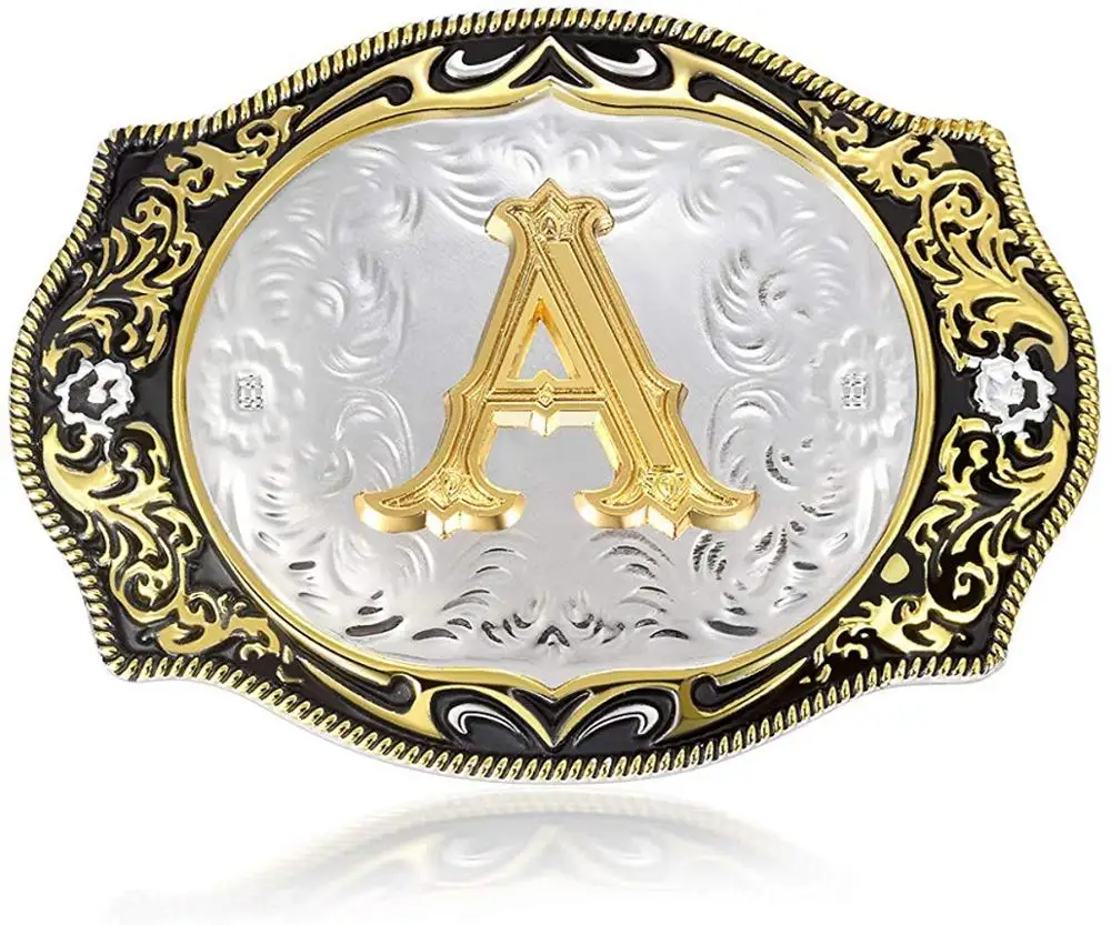 Western Belt Buckle Initial Letters ABCDMRJ To Z Cowboy