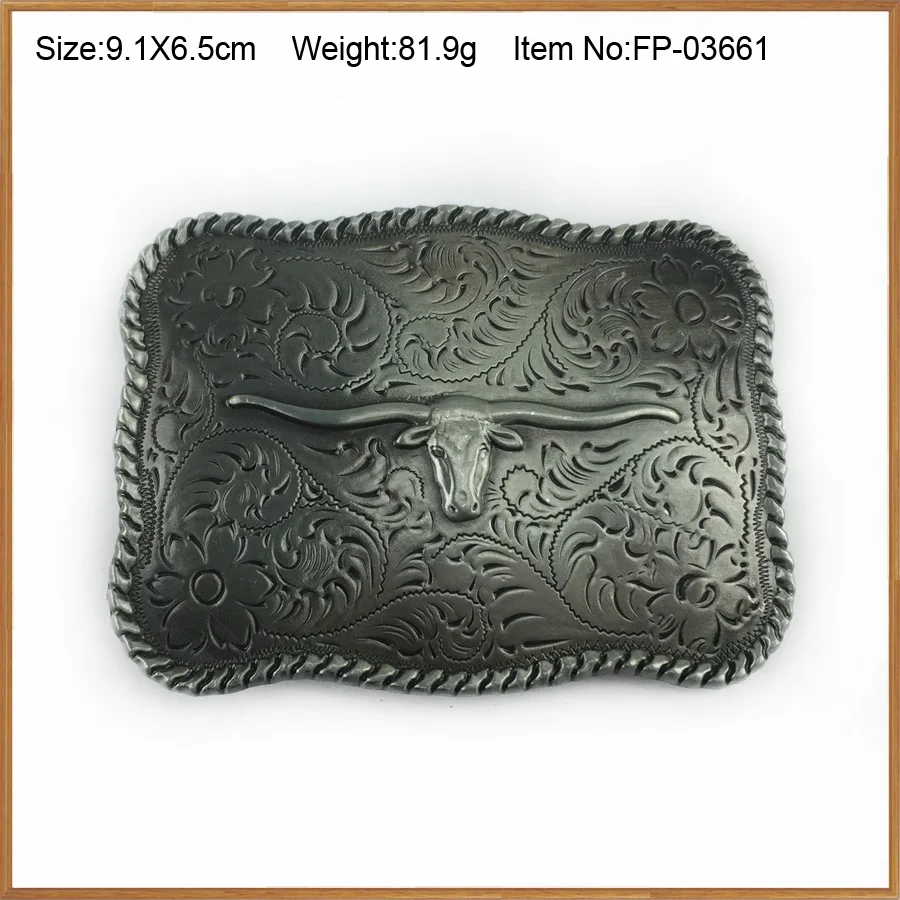 Long Horn Bull Western Cowboy Belt Buckle