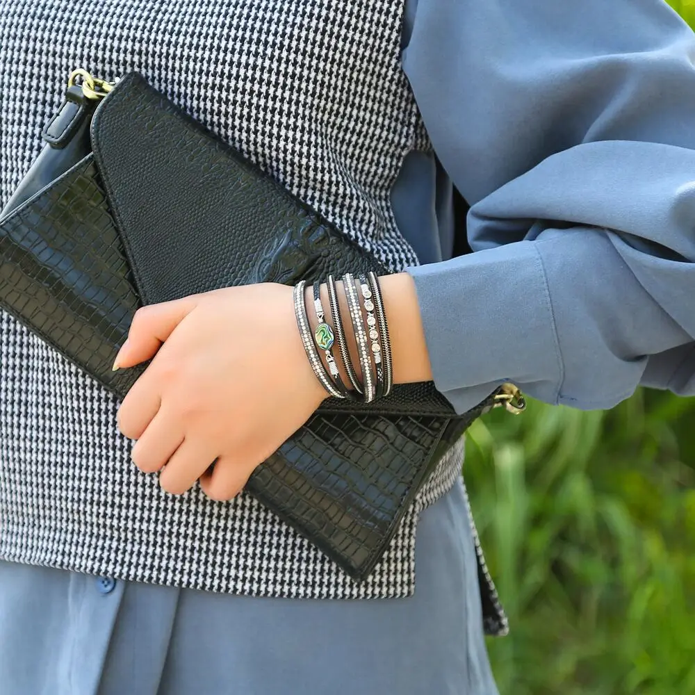 Bohemian Abalone Shell Leather Bracelet for Women