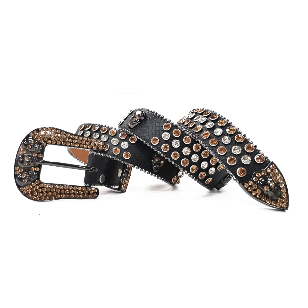 Rhinestone Belt Western Bling Studded Leather Belt