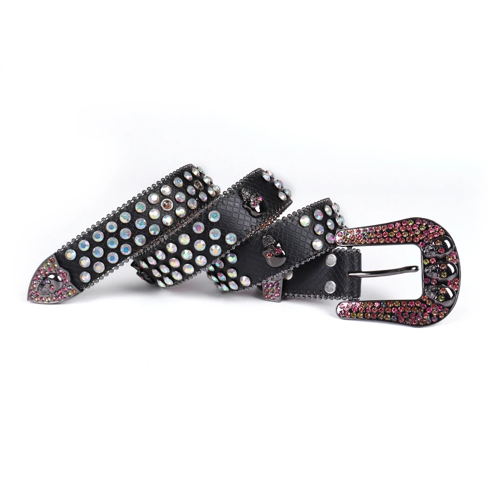 Rhinestone Belt Western Bling Studded Leather Belt