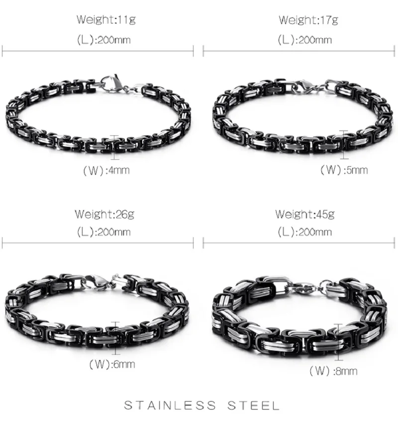 Byzantine Chain Link Bracelet for Men 16-24cm