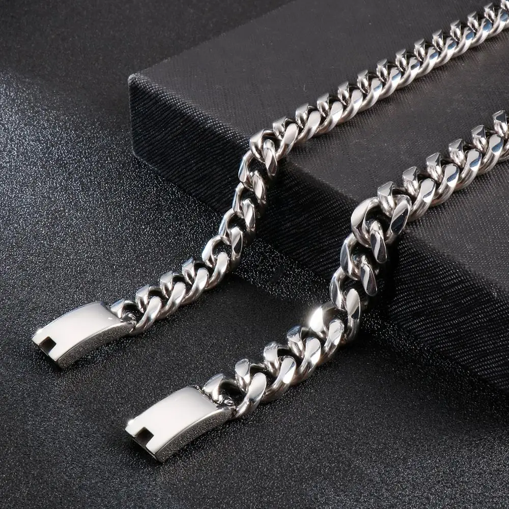 13/15mm Stainless Steel Link Curb Chain Necklace for Men