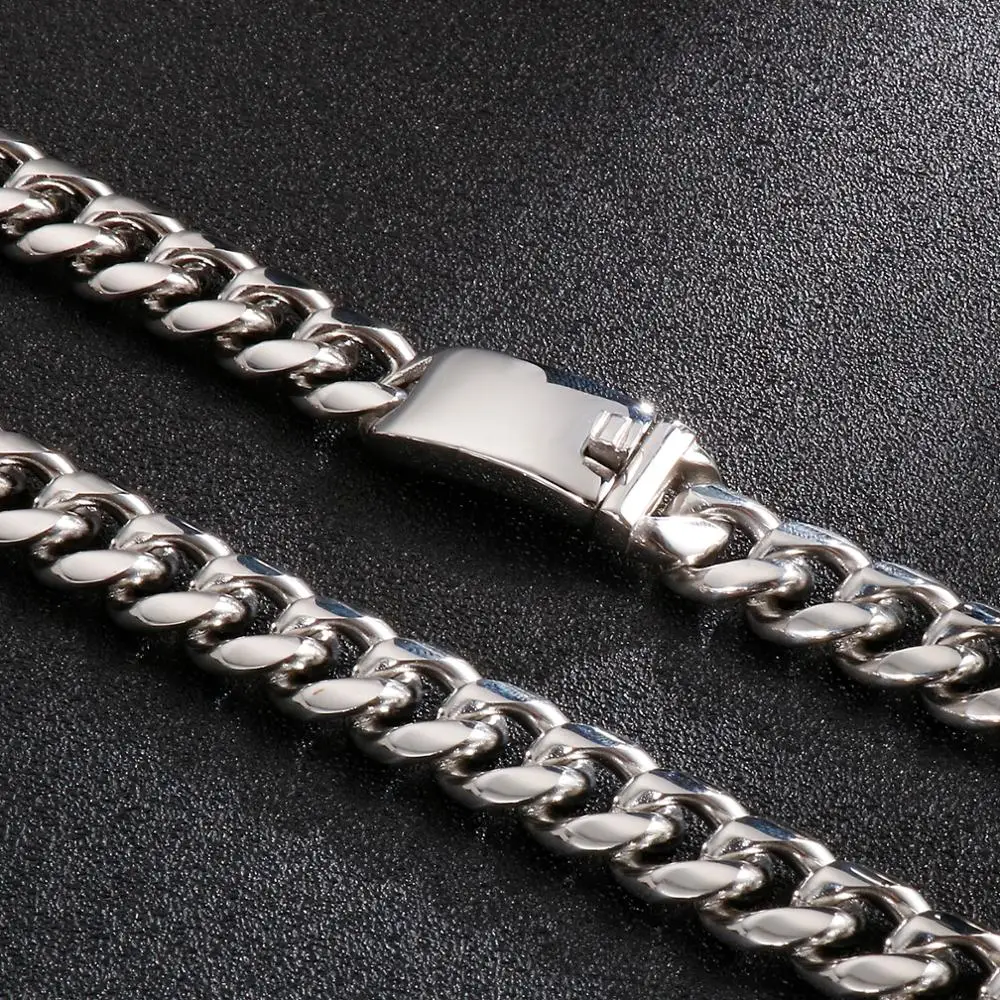 13/15mm Stainless Steel Link Curb Chain Necklace for Men