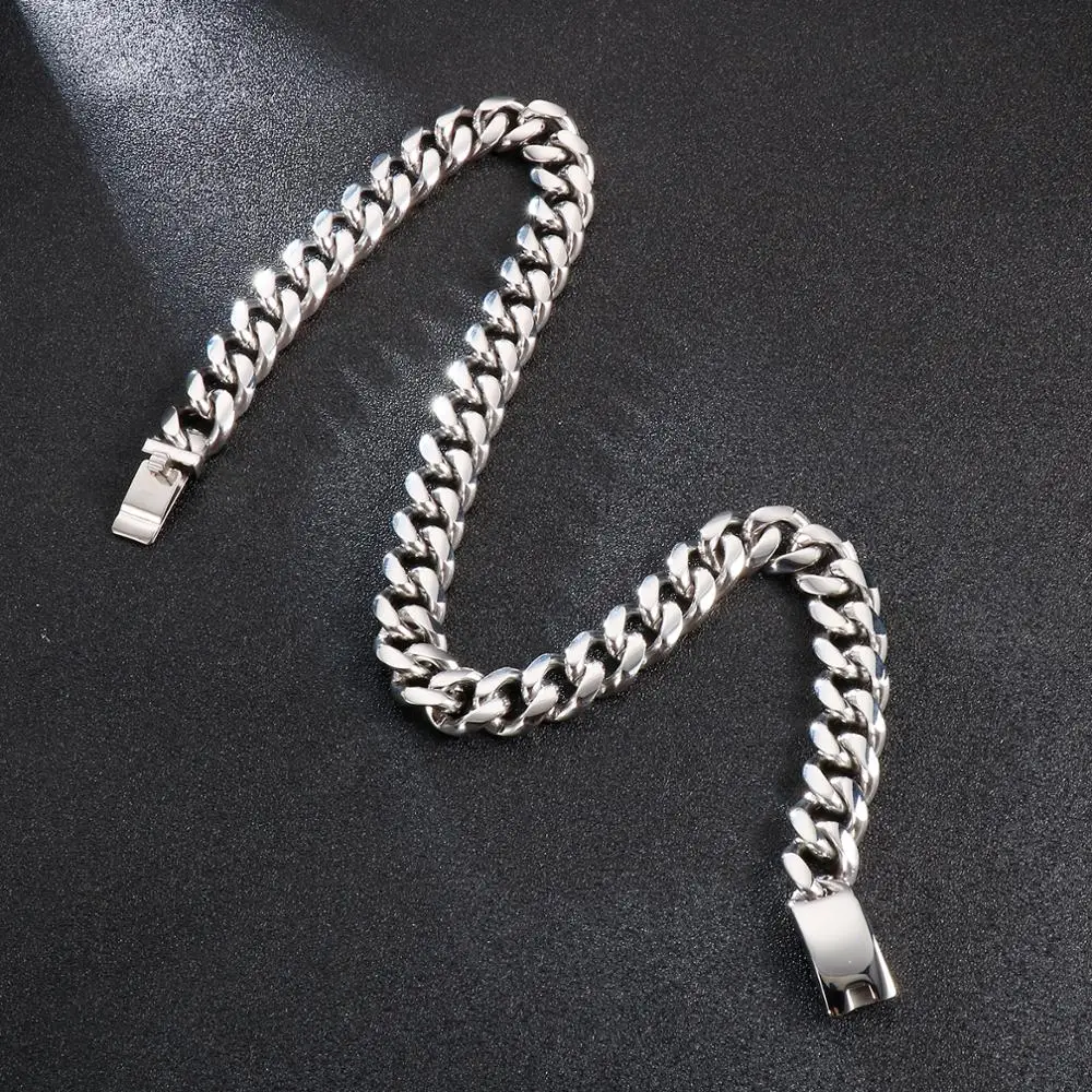 13/15mm Stainless Steel Link Curb Chain Necklace for Men